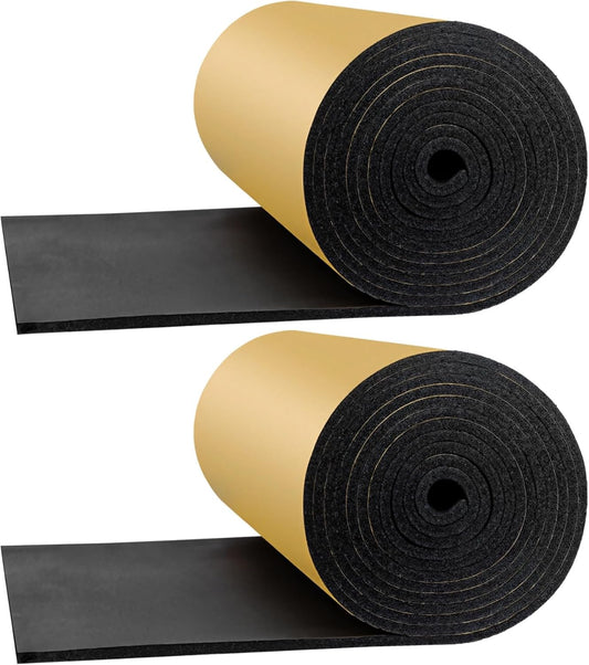 2 PCS Foam Rubber Sheet with Adhesive - 78 x 16 x 0.59 Inches Closed Cell Rubber with Adhesive Insulation Sheets, Lightweight Single Sided Tape Water Weather Resistant Sheets
