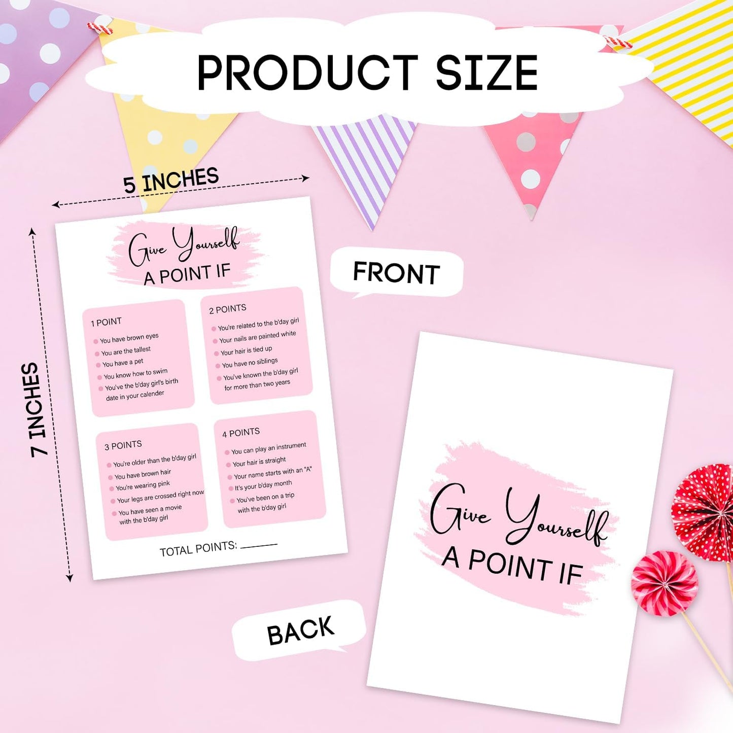 Birthday Party Game - Give Yourself A Point If, Birthday Party Activity Favor, Set of 20 Games Cards, Birthday Supplies, Activity, Decorations -B10