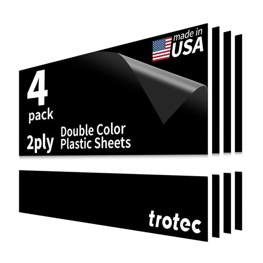 Trotec TroLase | 12"x20"x1/8", 4 Pcs | Black/White | 2 Ply | Modified Acrylic | Laser Engraving Double Color Plastic Sheet | Engraving Blanks for Laser, Saw, Guillotine | Made in USA