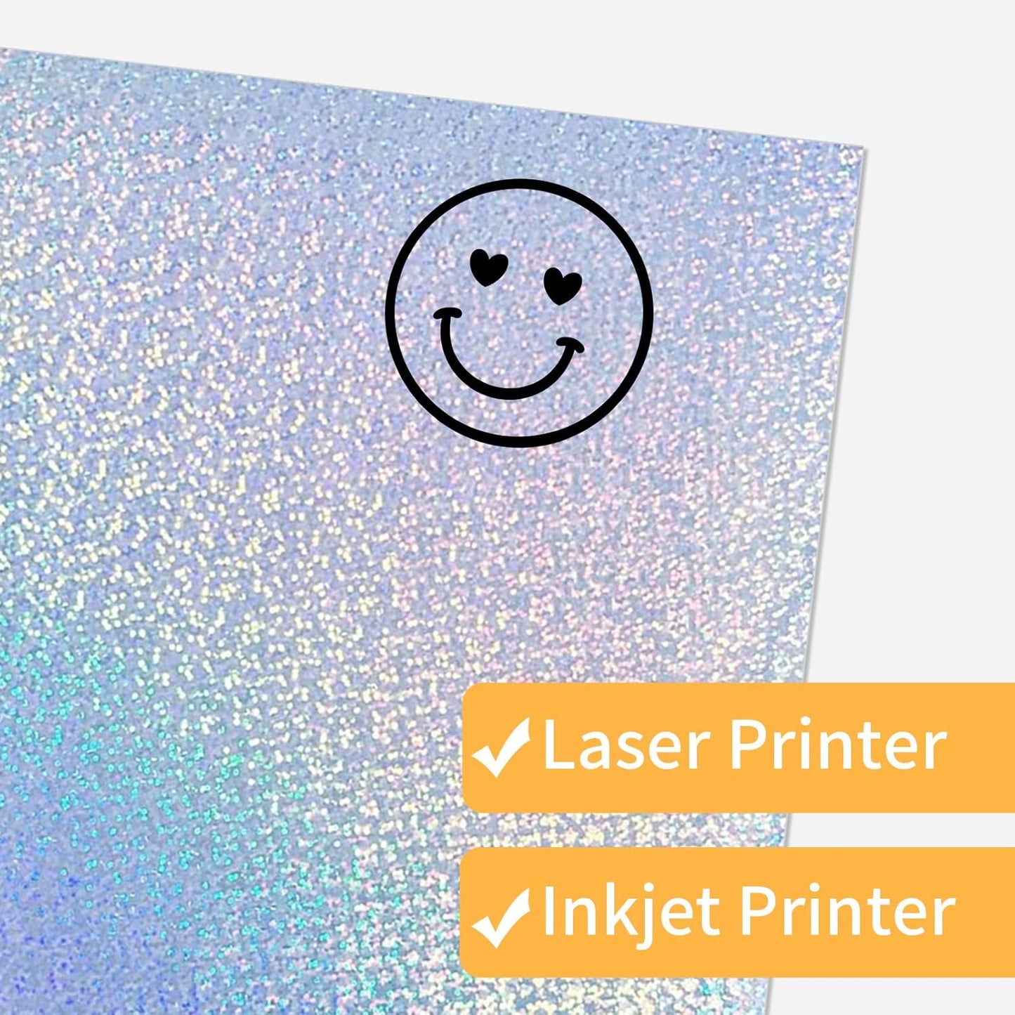 Printable Sticker Paper, Holographic Printable Stickers Paper, Laser/Inkjet Printing- Letter Size(8.5" x 11”- 20 Sheets)