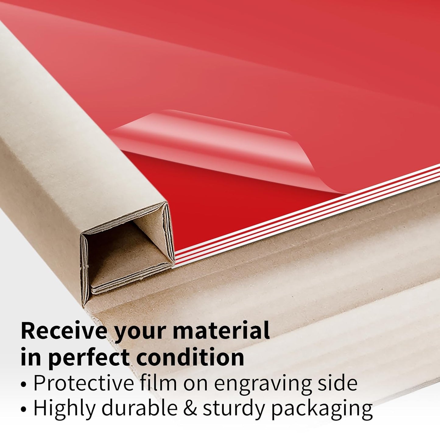 Trotec TroLase | 12"x24"x1/16", 4 Pcs | Gloss Red/White | 2 Ply | Modified Acrylic | Laser Engraving Double Color Plastic Sheet | Engraving Blanks for Laser, Saw, Guillotine | Made in USA