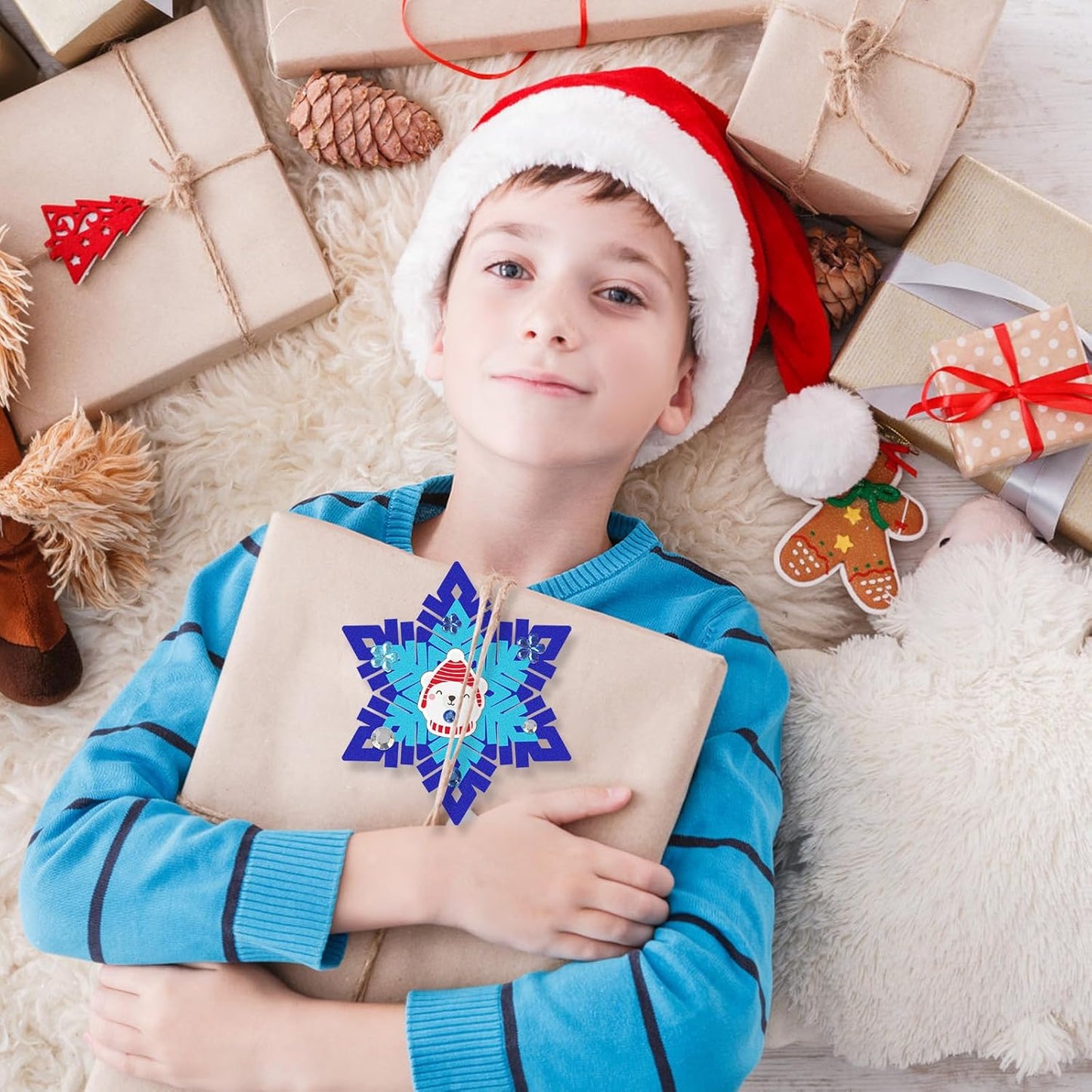 Fennoral 18 Pack DIY Snowflakes Craft Kit for Kids Make You Own Snowflake Foam Sticker Ornament DIY Christmas Arts and Crafts for Chirstmas Party Supplies Winter Christmas Tree Decoration