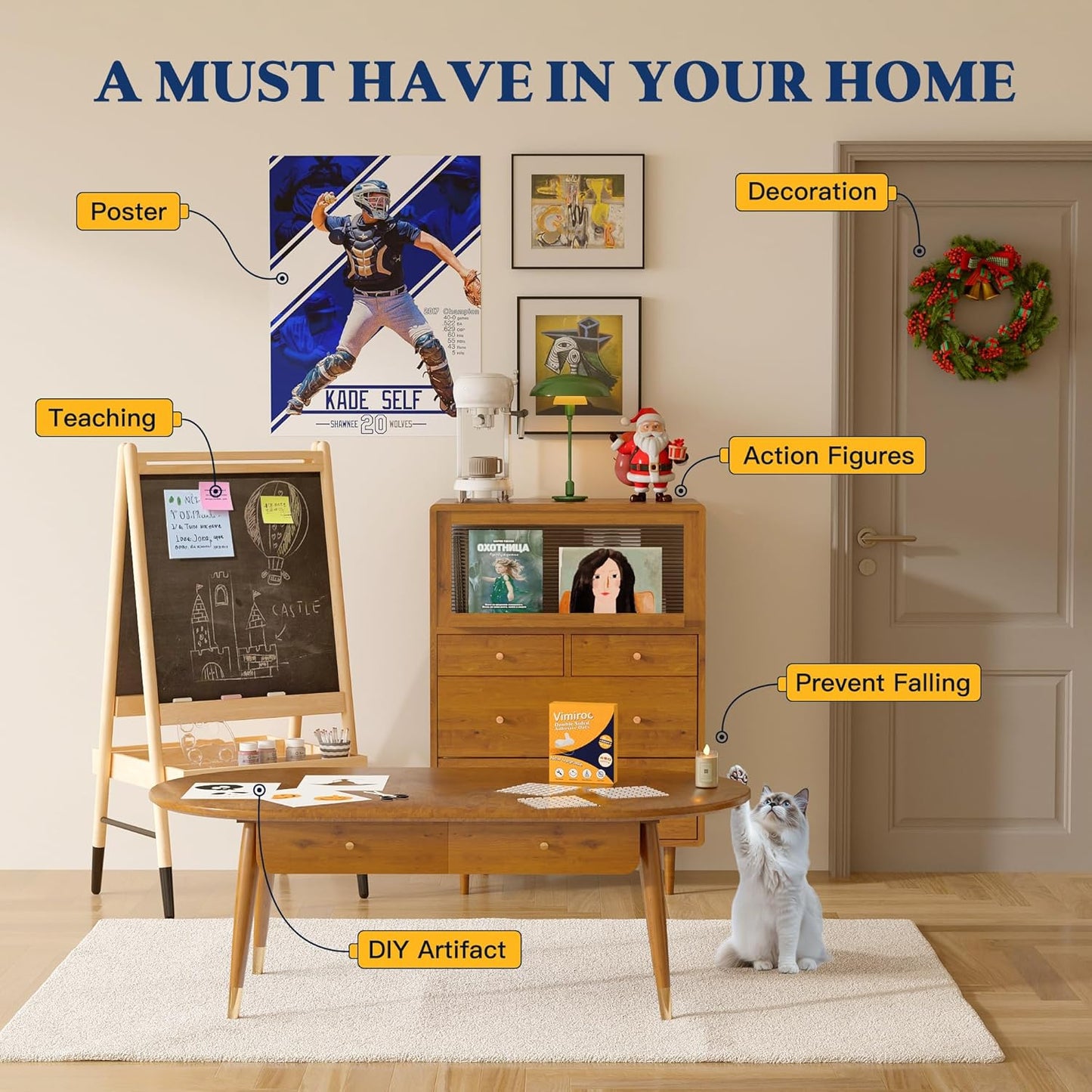 Double Sided Sticky Adhesive Dots – 350pcs Easy to Peel Sticky Putty,Clear Removable Mounting Putty, Double Sided Tape Dots for Walls,Crafts, Posters, Balloons, and Classroom Decor.