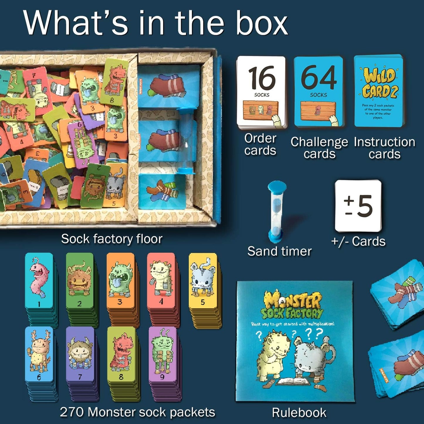 Monster Sock Factory Multiplication and Division Game - Fun Math Board Game for 6-10 Year Olds, Easy to Play STEM Toy for Kids at Home, Learning Gift for Girls & Boys, Grade 1 and Up