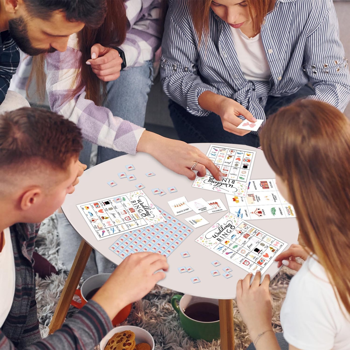 Wedding Party Bingo Game Cards(24 Players), Bridal Shower Bingo Card for Family Friend Adult, Large Group Holiday Engagement Party Activity Favor Decoration Supplies -001