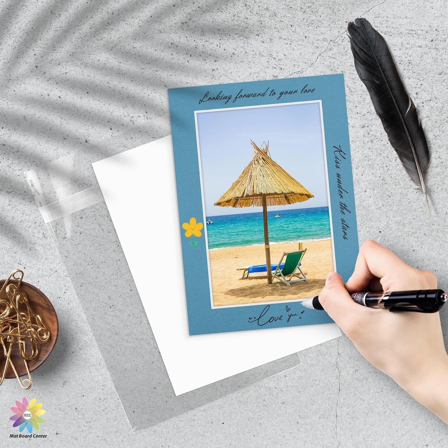 Mat Board Center, Pack of 25, 5x7 for 4x6 Mix Color Mat Kit - Acid Free, 4-ply Thickness, White Core - Includes Backing Boards and Clear Bags - for Pictures, Photos, Framing