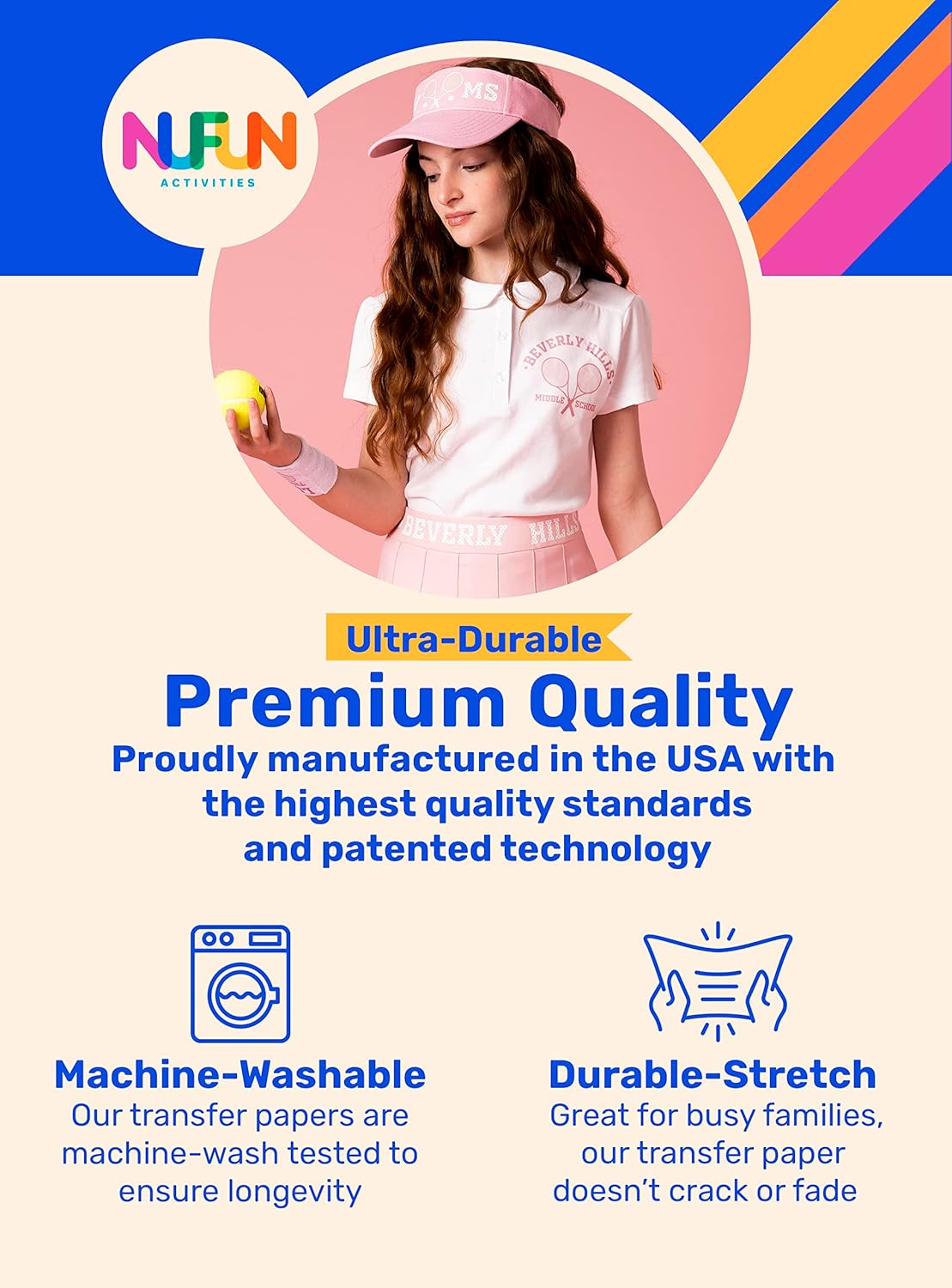 NuFun Activities Printable Iron-on Heat Transfer Paper for T Shirts, Light Fabrics, 25 Sheets 8.5 x 11 inch, Long Lasting, Durable, Professional Quality, Easy DIY, Non-Toxic, Made In the USA