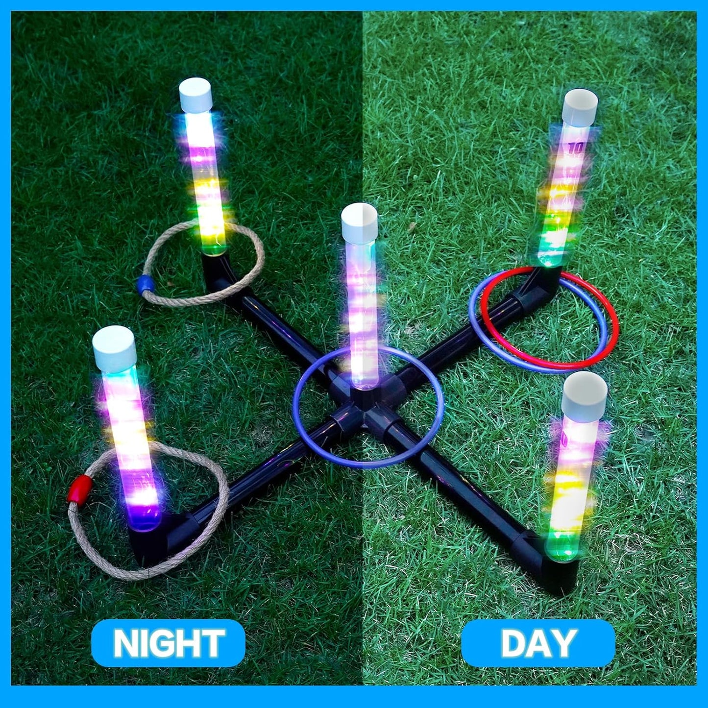 Outdoor Games Ring Toss Games Glow in Dark, Yard Games for Adults and Family