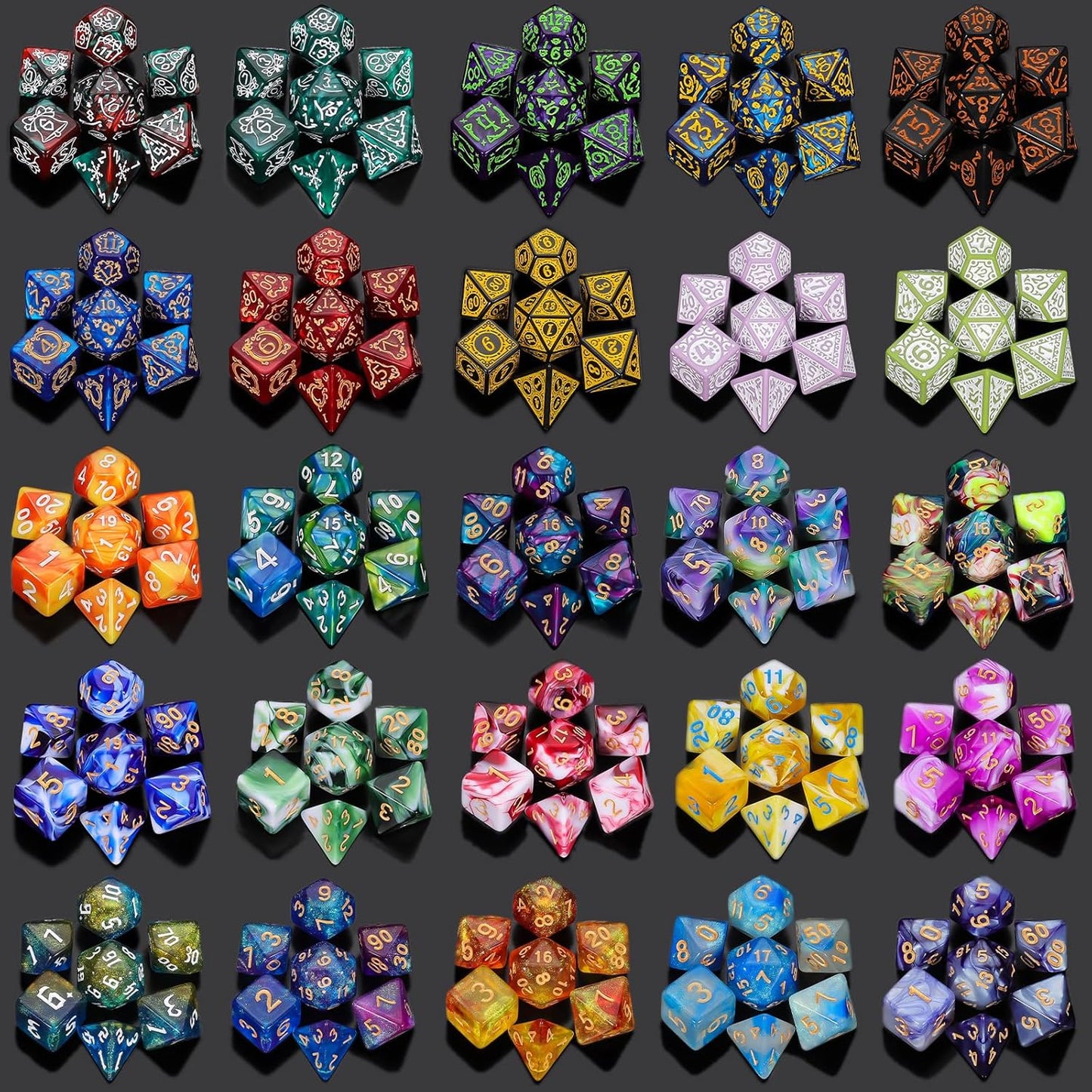 QMAY Mystery Dice Box - 48PCS DND Dice Set, Random Dice Patterns, 6 Surprise Boxes, Polyhedral Dice with Dice Display Tube, D&D Gifts Box for Dungeons and Dragons, RPG, MTG,Role Playing Table Game