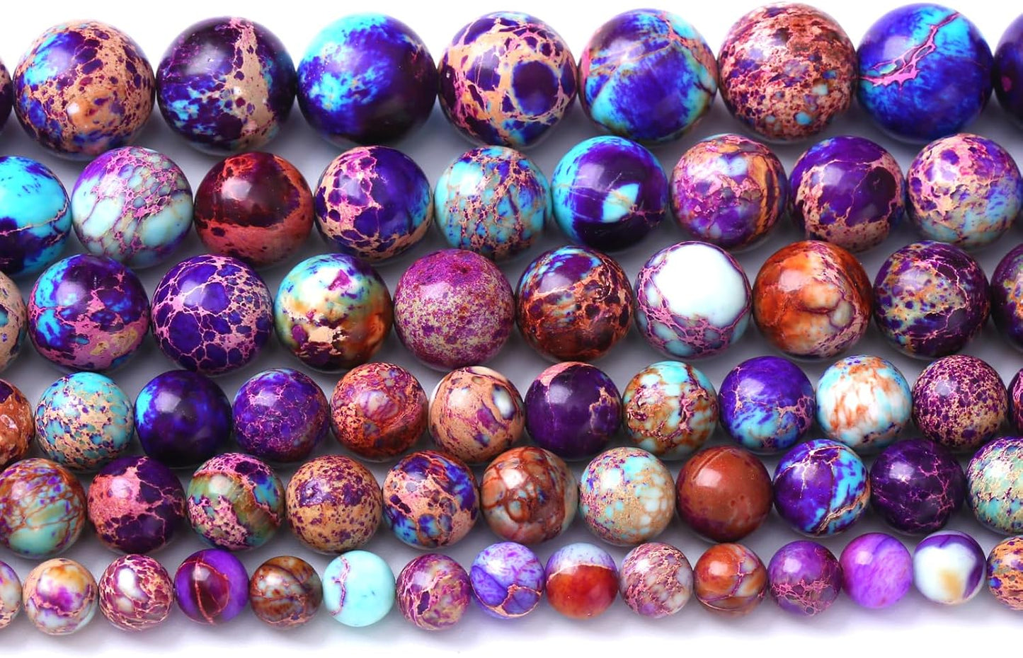 60PCS 6mm Natural Galaxy Sea Sediment Jasper Beads Gemstone Round Loose Spacer Stone Beads for Jewelry Making DIY Bracelet Necklace 15 Inch