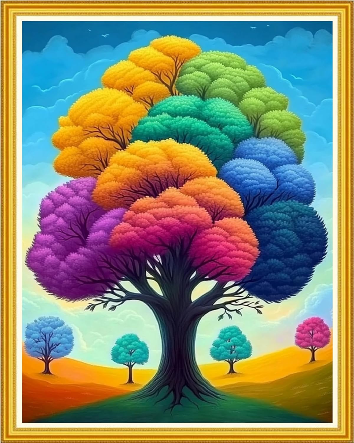 Hopeart Stamped Cross Stitch Kits for Beginner Embroidery Kits for Beginners Adults DIY 11CT Cross Stitch Patterns Needlepoint Kits Crossstitching Kits-Colorful Tree 16x20 inch