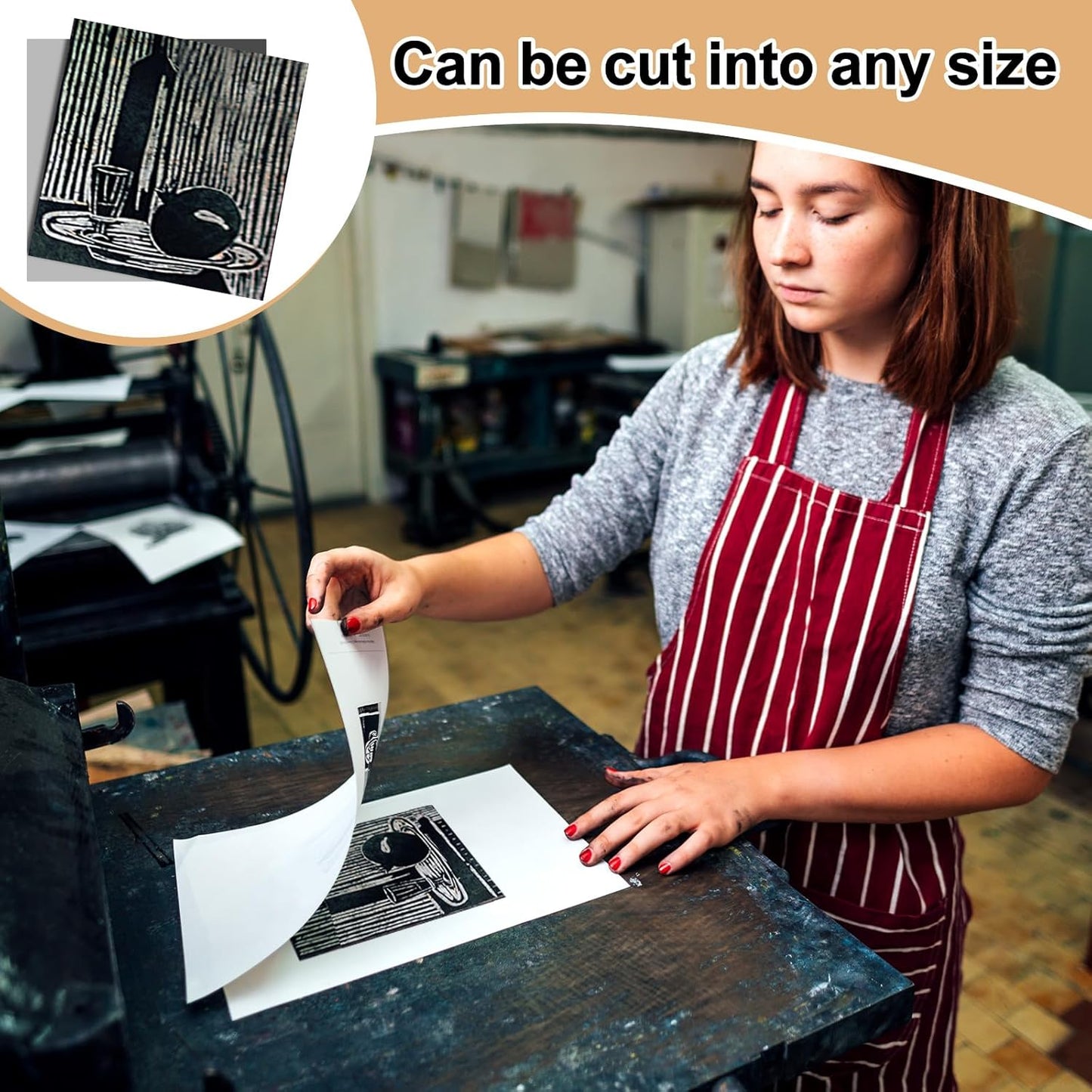 Yeaqee 8 Pcs 6 x 6 Inch Linoleum Block Rubber Carving Block Soft Linocut Blocks Large Linoleum Sheet Unmounted Lino Plates for Engraving Art Project Printmaking Artist Studio Supplies, Gray