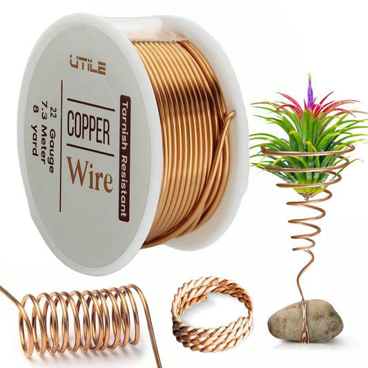 UTILE 18 20 22 24 Gauge 90 ft 99.9% Pure Soft Copper Wire for Electroculture Gardening, Jewelry Making, Crafting Wire Bendable, Plant Wire, (Copper 24)
