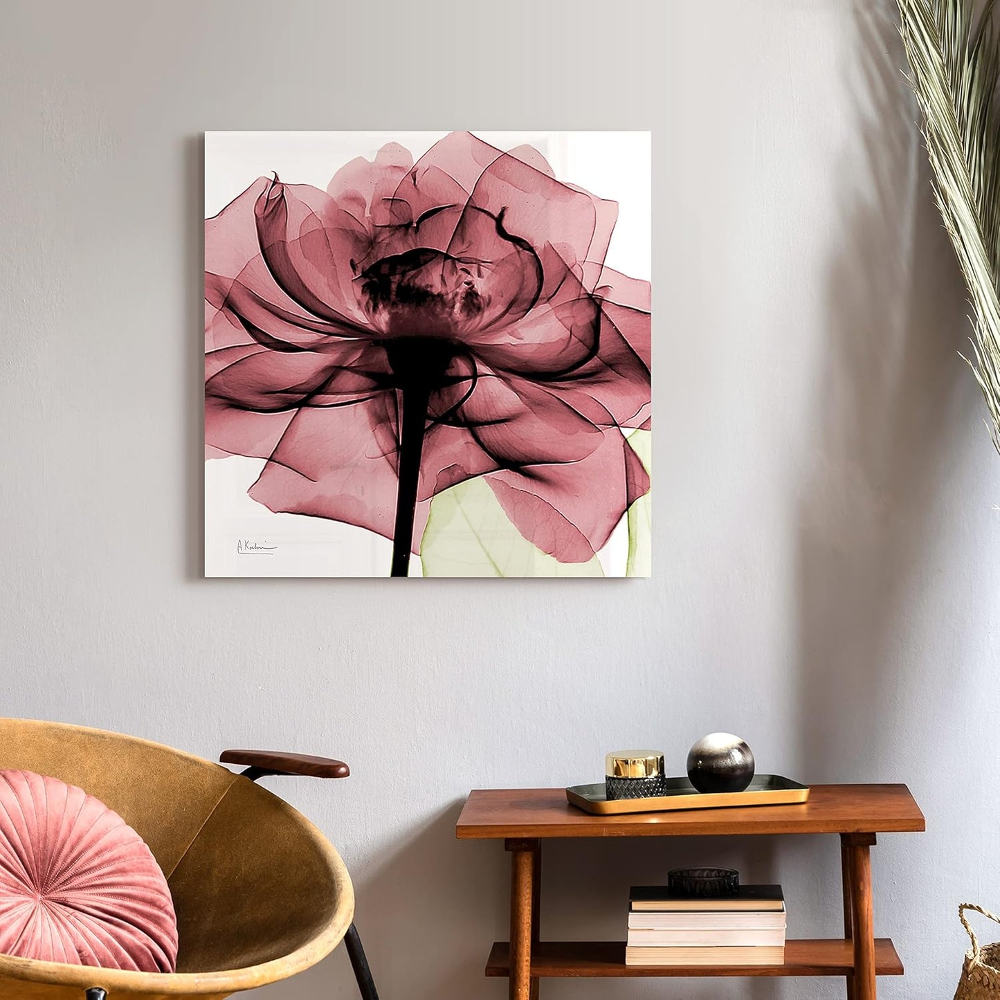Empire Art Direct Frameless Free Floating Tempered Glass Panel Graphic Wall Art Ready to Hang, 24" x 24", Chianti Rose II