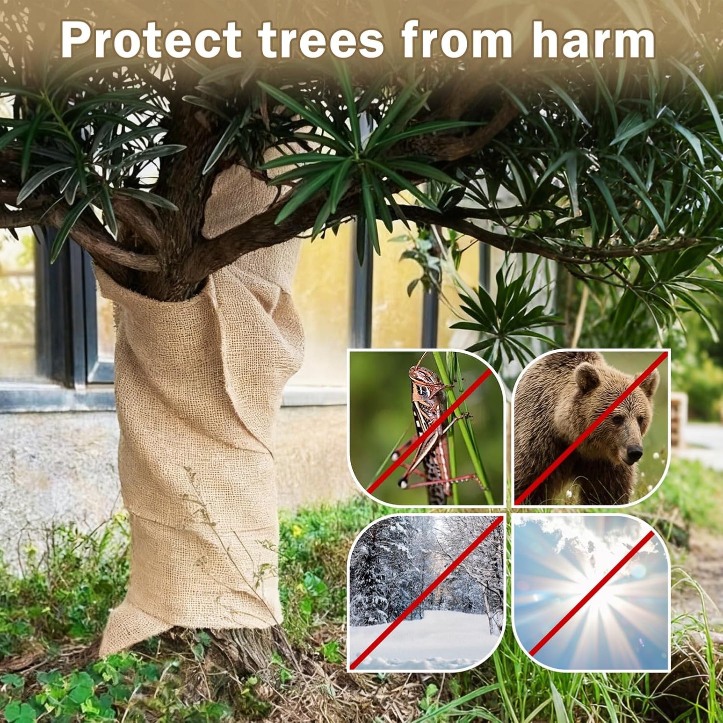 40InX20FT Burlap Rolls Multipurpose Jute Burlap Fabric for Garden Tree Wrap Outdoor Weed Barrier Protection for Plant Shrubs DIY Craft Projects and Party Decor