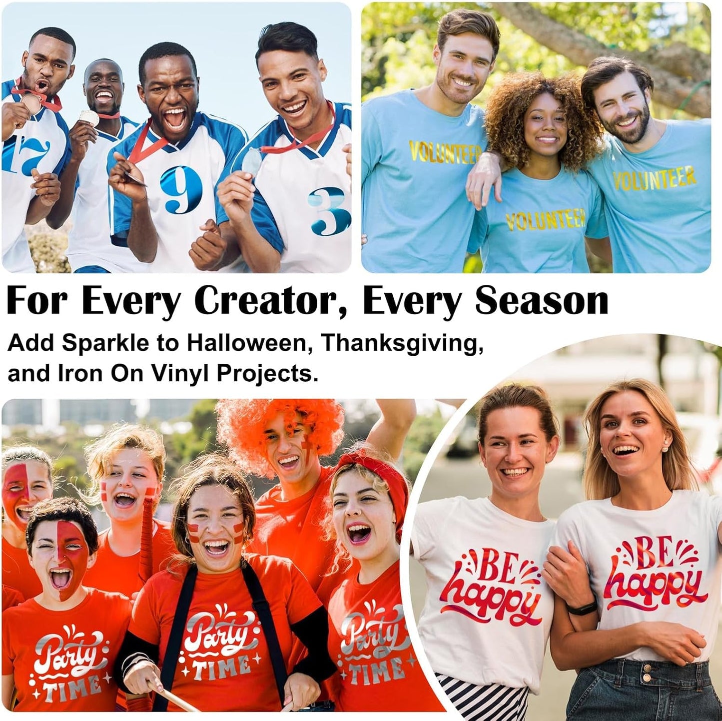 TECKWRAP HTV Iron On Vinyl Bundle, 6 Rolls 12" x3FT Chrome Metallic Heat Transfer Vinyl, Easy to Cut & Transfer, Perfect for T-Shirts, Hoodies, Bags & Crafts