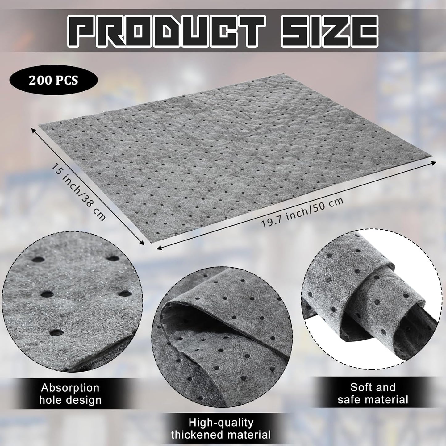 Hoolerry Oil Absorbent Pads Weight Dimpled Pad Garage Accessories Water Absorbent Mat Oil Spill Mat for Absorbing Protecting Home Garage Basement(15 x 19.7 Inch,Gray,30 Pcs)