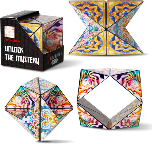 Shashibo OCTA Shape Shifting Sensory Fidget Toy – Magnetic STEM Brain Teaser Game Gift for Smart Kids 8-12, Teens and Adults with endless shape possibilities – Pairs All Shashibo Cubes (Atlantis)