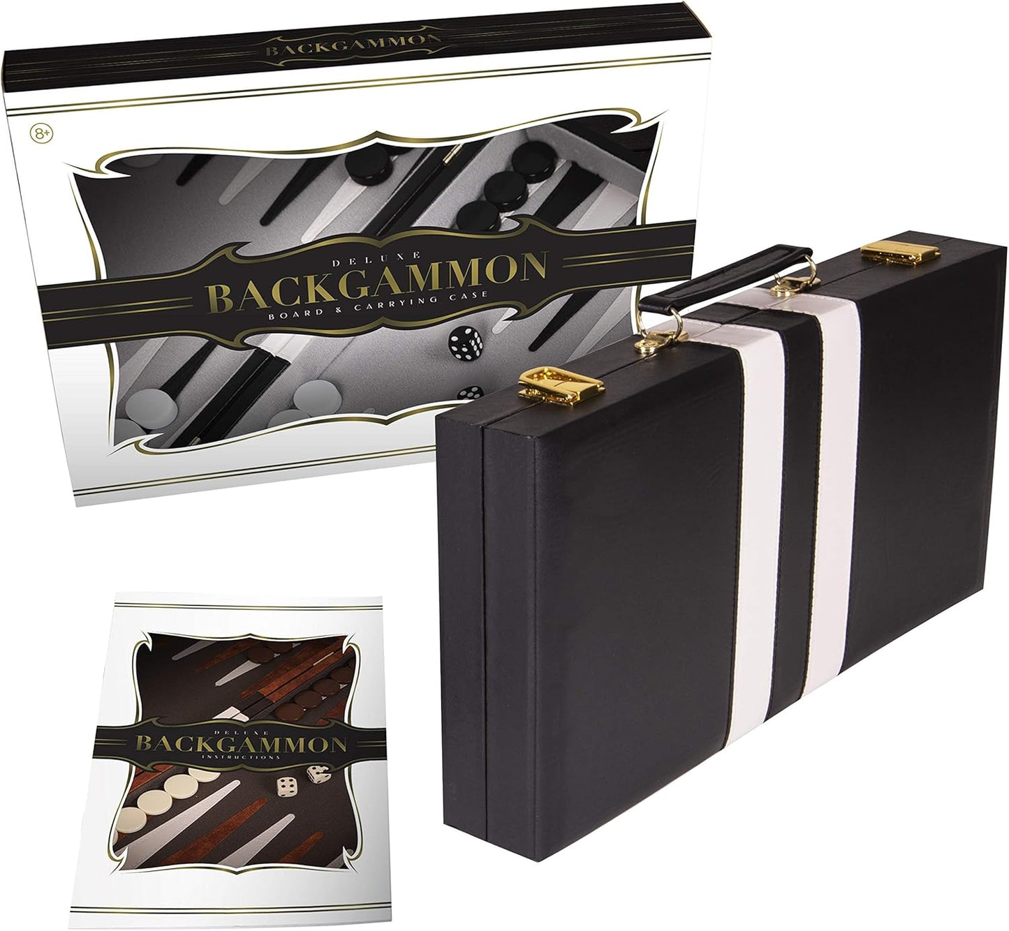 Backgammon Sets for Adults with Premium Leather Case | Classic Travel Backgammon Set for Adults and Kids with Strategy & Guide | 11 Inches | Small | Black