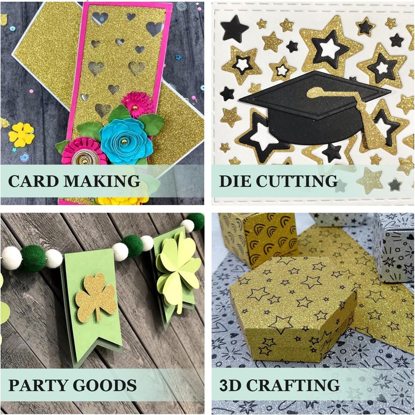 Cardstock Warehouse Diamond Print Inkjet Glitter - Premium Gold Glitter Cardstock Paper – 15 Sheets, 8.5 x 11" - 104 lb/280 GSM for Inkjet Printing, Die-Cutting, Card Making, Crafts, and DIY Projects