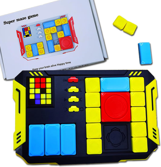 Super Slide Puzzle: Over 500 High-Level IQ Challenges, Exciting Educational Brain Teaser for Kids & Teens, Quality-Made, Great Travel & Gift Option (Navy/Yellow/Red/Blue)