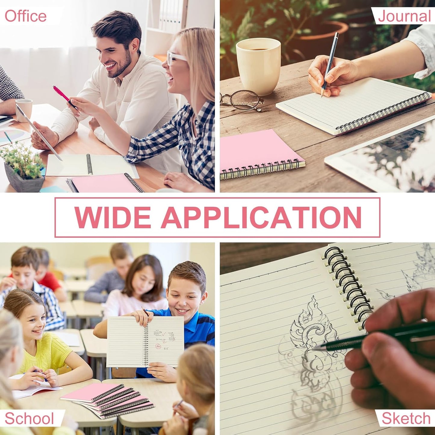 Yahenda 18 Pcs Spiral Notebook Bulk A5 Journal Lined 8.3'' x 5.5'' Writing Composition Paper Small Notepad Subject Notebook for Students Office Business Back to School Supplies (Pink)