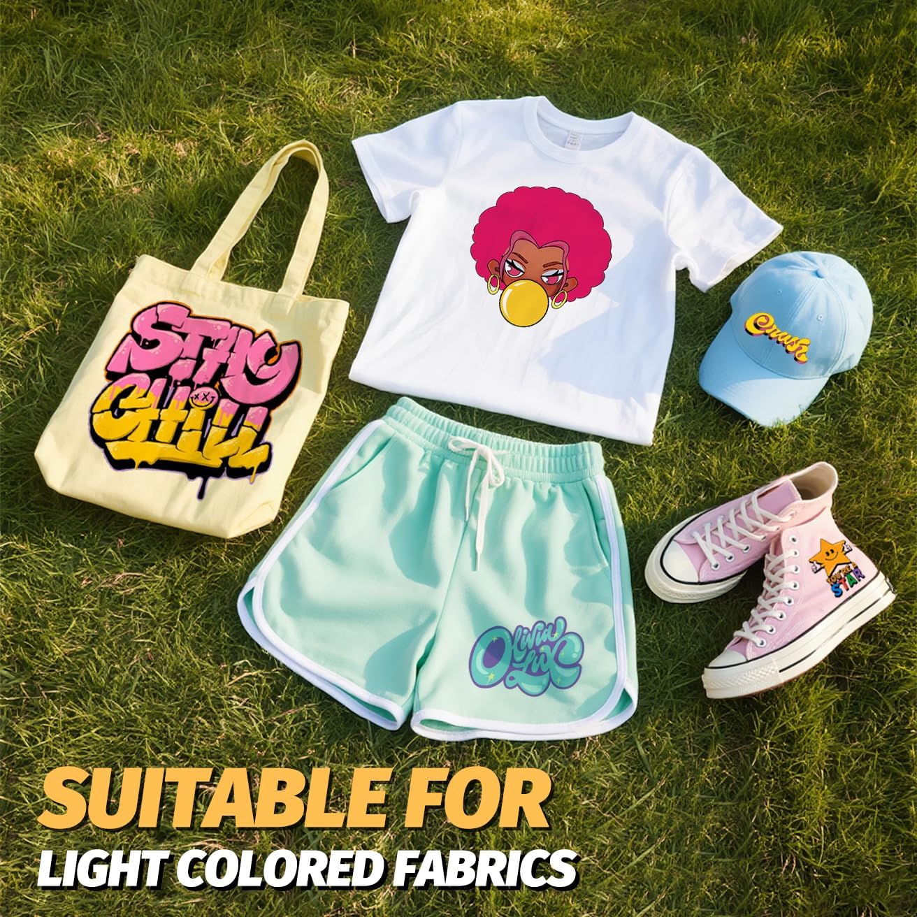 Lovein Pinkie Iron on Heat Transfer Paper for T Shirts (20 Sheets, 8.5x11'', Light Plus) Printable Heat Transfer Vinyl for Laserjet & Inkjet Printer Iron on Transfers Paper for Light Fabric (PK-L3-20)