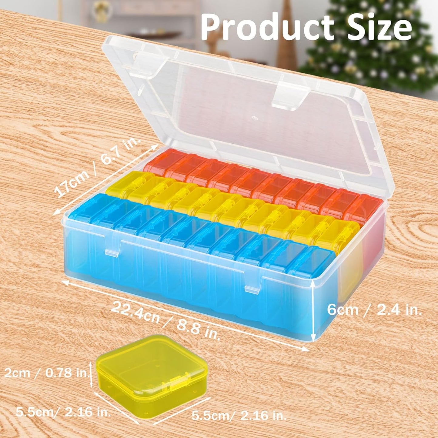 Mathtoxyz Bead Organizer Box(Red,Yellow,Blue), 31Pcs Small Bead Organizers and Storage Plastic Cases Mini Clear Containers Boxes with Hinged Lid and Rectangle for Bracelet Making DIY Jewelry Craft