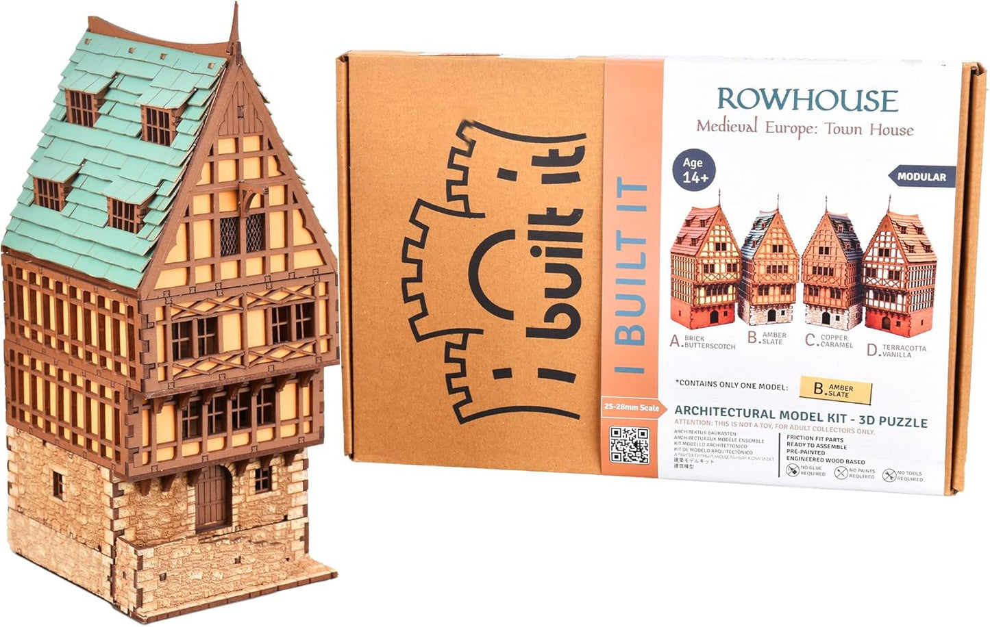 Amber Rowhouse DIY Wooden Building Kit for Adults, Suitable for Playing - Realistic