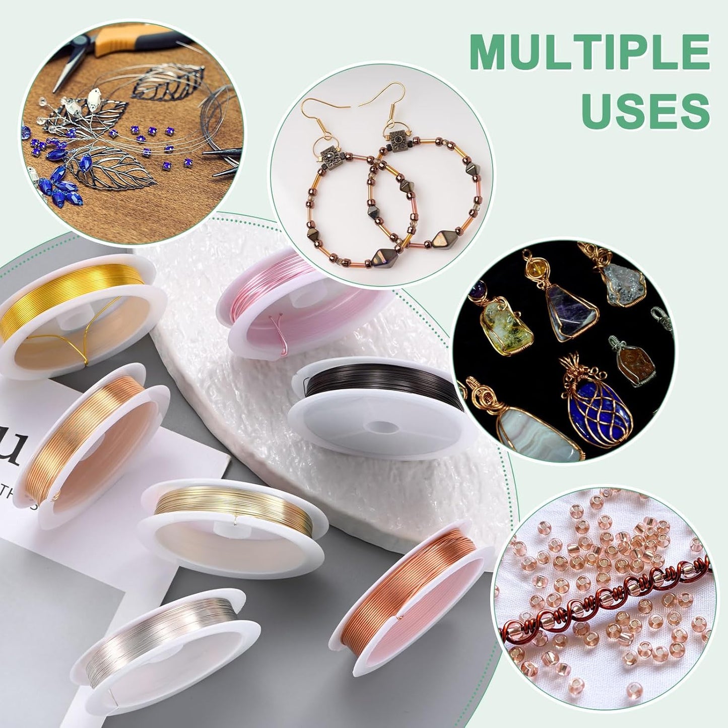 0.8 mm/20 Gauge Copper Wire for Jewelry Making, 7.5FT Copper Beading Craft Wire for Jewelry/Weaving/DIY Crafting/Planting, Color-Retaining [2.3 M, Gold Tone]