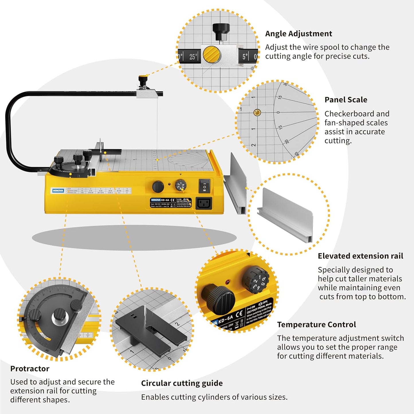 Hot Wire Foam Cutter, Foam Cutting Worktable with Elevated Extension Rail, Hot Wire Cutting Tool for EVA, Sponge, KT board, Insulation panels, Polystyrene Foam Various Thermoplastic Materials