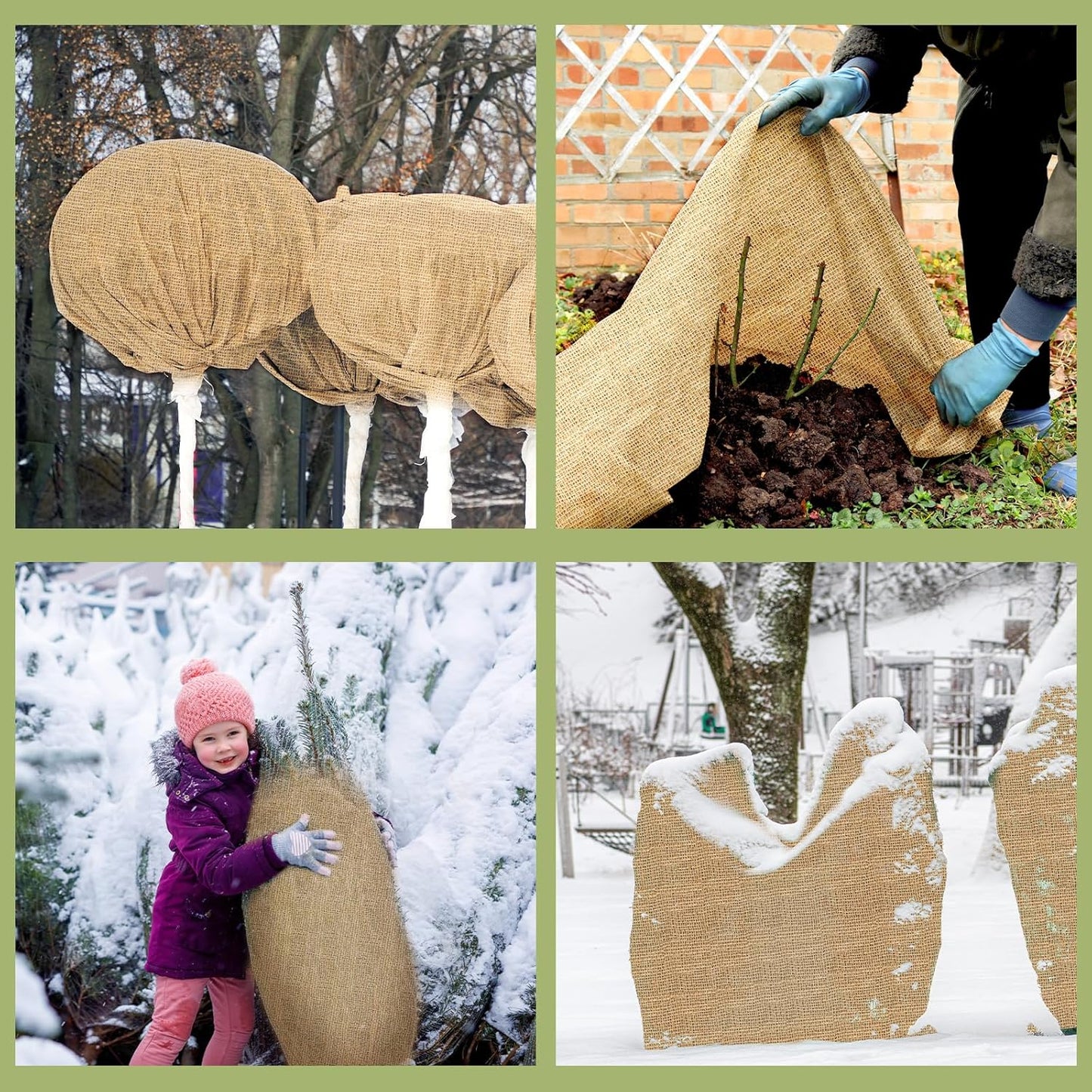 Buryeah 60 Inch x 50 ft Burlap Fabrics Roll Natural Jute Burlap Garden Tree Wrap Outdoor Weed Barrier DIY Fall Halloween Craft Winter Frost Plant Landscape Blankets Cloth for Plant Gardening Shrubs