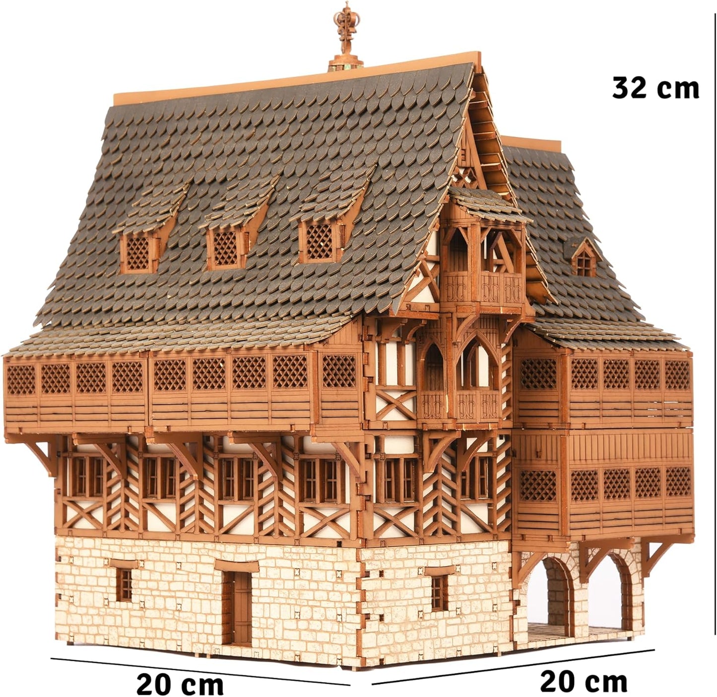 The Tavern - Medieval House (Crooked Elbow) DIY Wooden House Building Kit -715PCS; 12hrs Assembly time; Age Group 18+ - Realistic