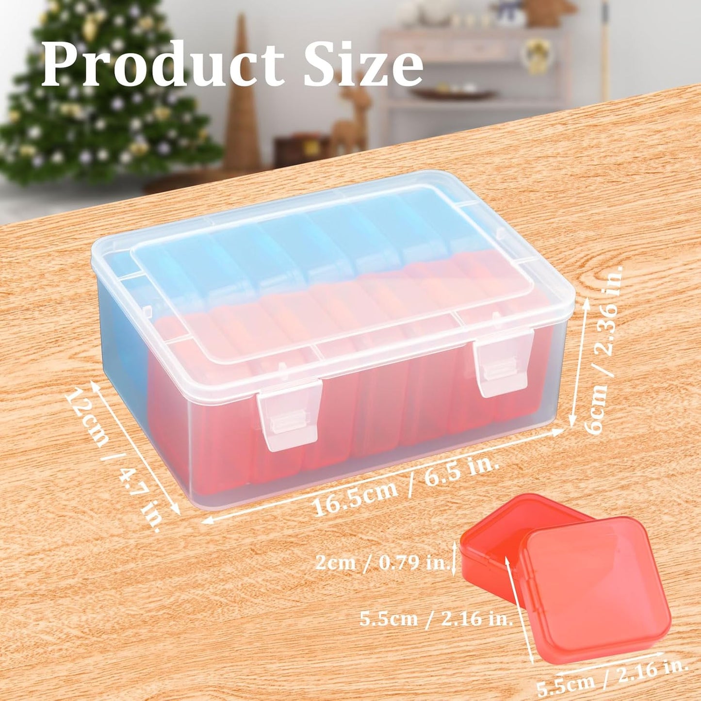 Mathtoxyz Small Bead Organizers(Red, Blue), 45 Pieces Plastic Storage Cases Mini Clear Bead Storage Containers Transparent Boxes with Hinged Lid and Rectangle Clear Craft Supply Case