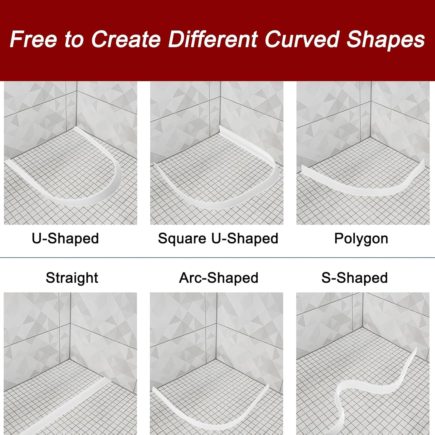 uxcell Flexible Molding Trim, 39 Inch Flexible Quarter Round Molding Silicone Peel and Stick Trim Self Adhesive Shower Water Barrier for Corner Decor Bathroom Kitchen, White