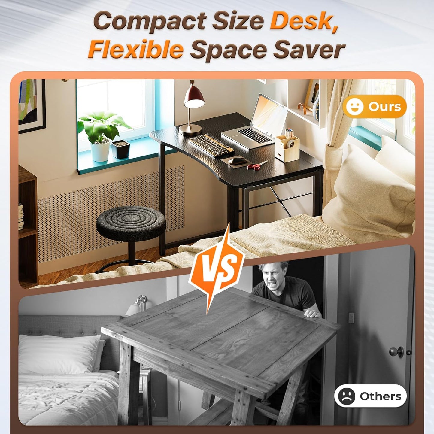 Huuger Folding Desk for Small Spaces, 31.5 Inch Foldable Computer Table, for Home Office, Study, Bedroom, Dorm, Space Saving, Small Writing Work Office Computer Desk, Easy to Fold, Black