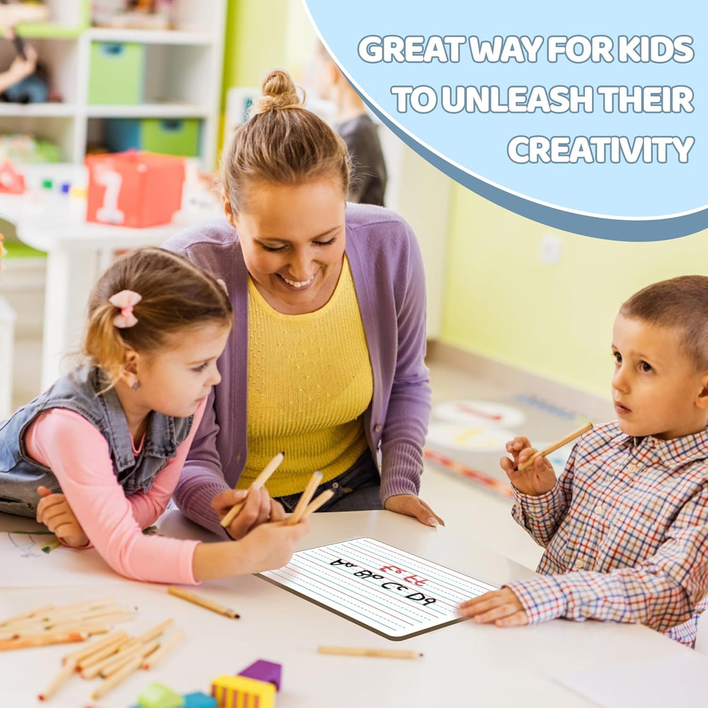 White Board Dry Erase Boards Classroom Pack Mini White Boards 9" x12” Double Sided Personal Whiteboards for Students Teachers School Supplies Lapboards (12Pack line whiteboard & Erasers & Pens)