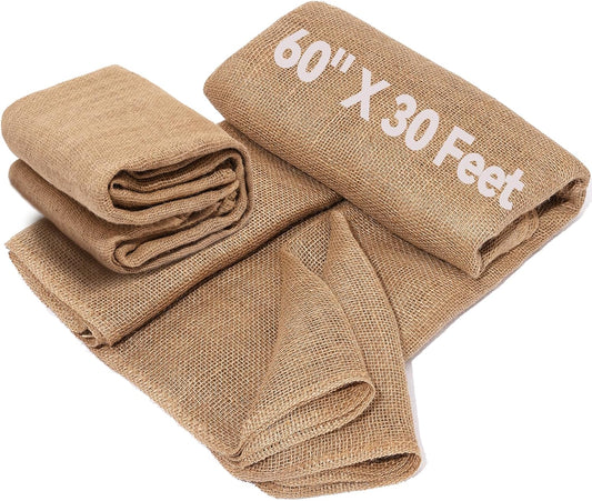 60" x30 Feet Premium Natural Burlap Fabric Roll – Multipurpose for Gardening, Weddings, Crafts & Holiday Decor – Wedding Aisle Runner, Halloween/Christmas Burlap, Weed Barrier & More