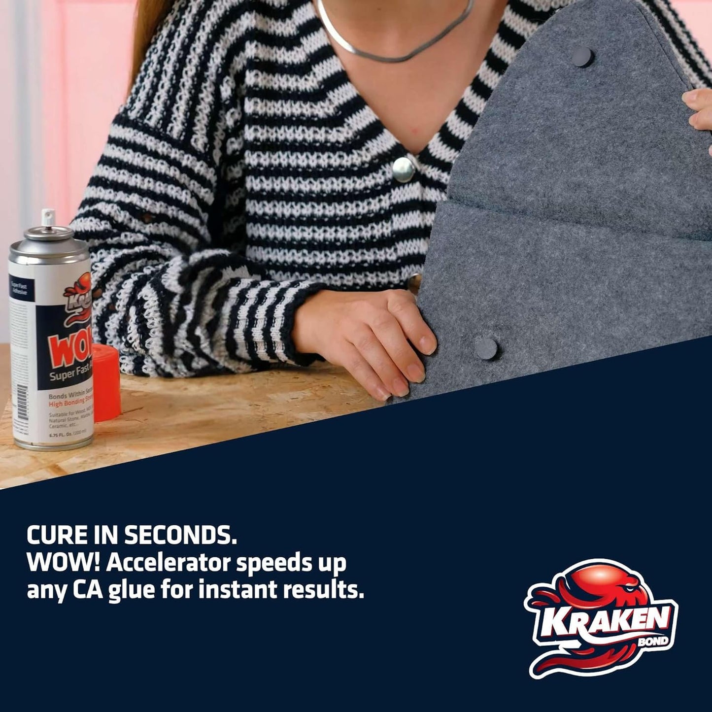 KRAKEN BOND Wow! Spray Adhesive Activator(2X6.76 Oz.) - Cyanoacrylate Super Glue Accelerator Spray for Plastic, Metal, Wood & PVC, CA Glue Activator | 2 Pack