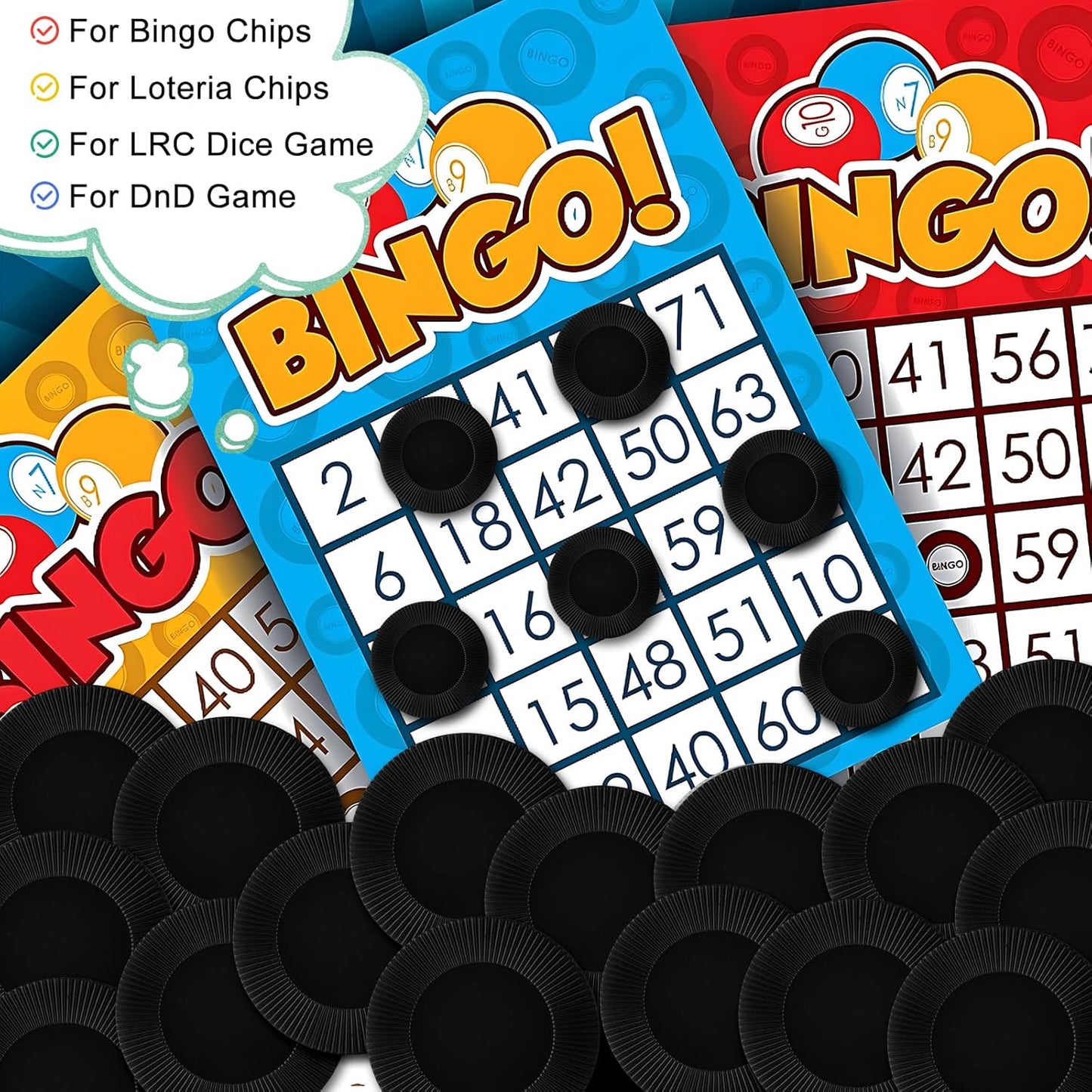 Coopay 500 Pieces Plastic Poker Chips, 1 Inch Bingo Chips Bulk Learning Counters Disks Poker Card Game, Counting Markers for Math Practice, Game Tokens and Teaching Rewards, 25 mm (Black)