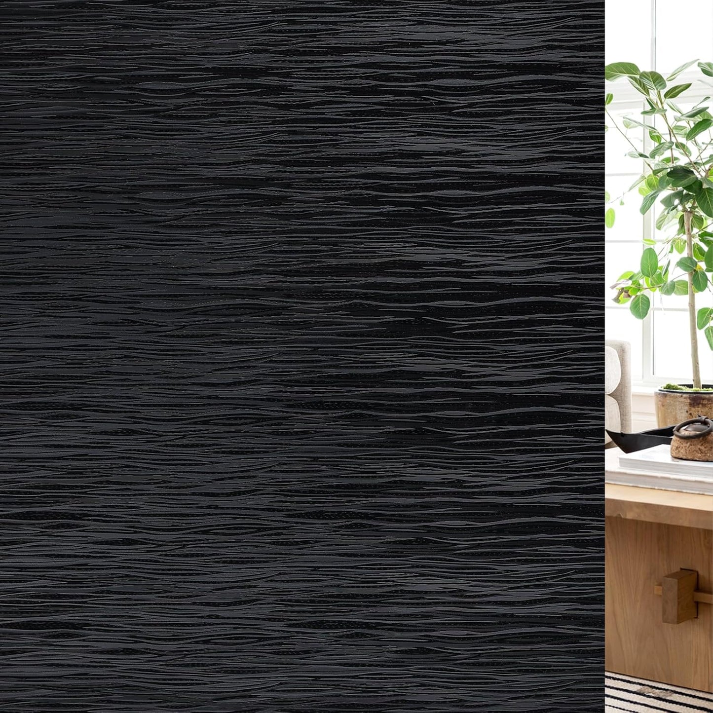 Haton Blackout Window Film, Black Out Sun Blocking Window Cover, Static Cling Frosted Privacy for Glass, Heat Control Darkening Room Coverings Shades Tint for Home Day Sleep, 23.6" x 157.4"