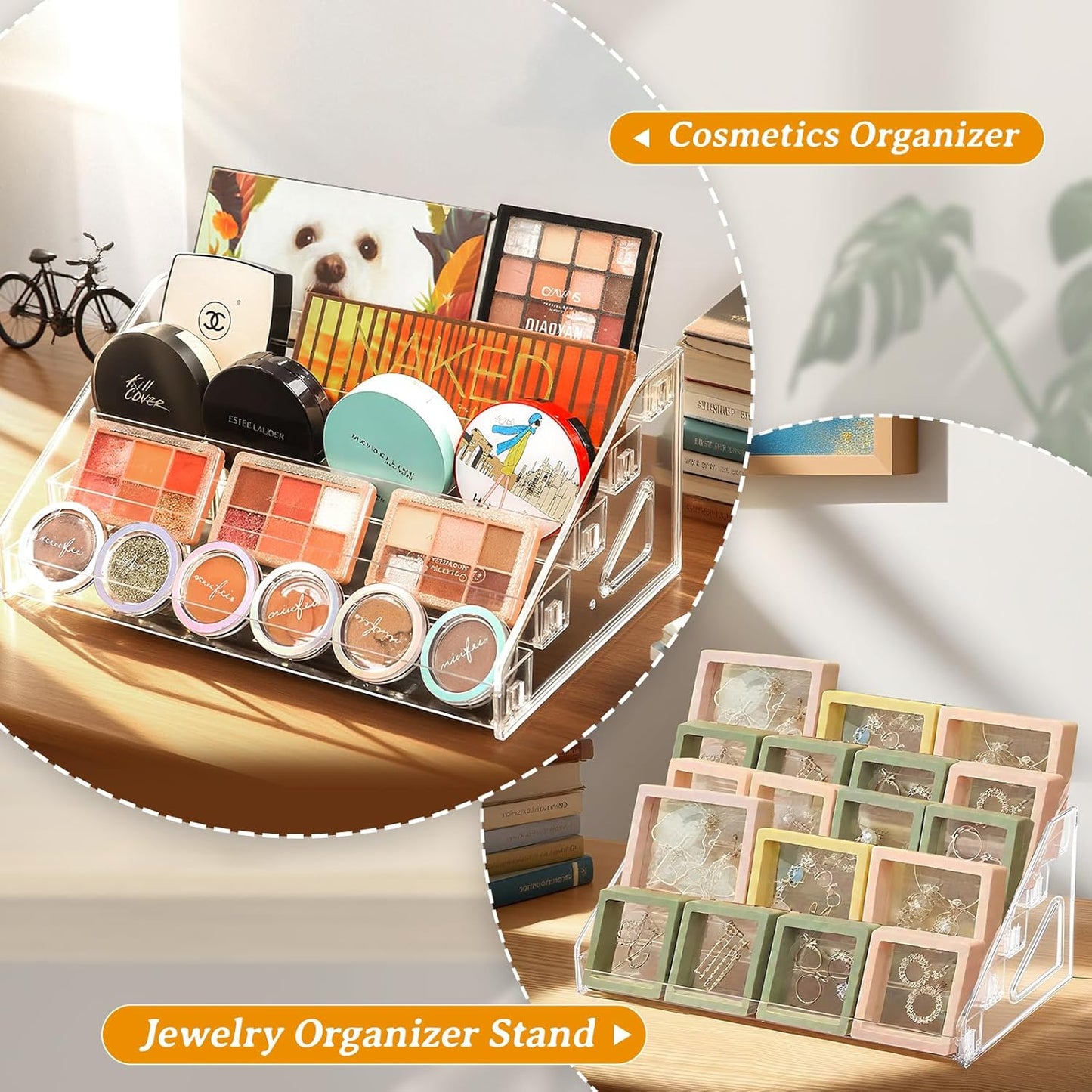 2 Pack 5 Tier Acrylic Card Display Stand, 12" Trading Card Display Rack, Clear Card Stand for PSA Cards, Baseball Cards, Sports Cards, Football Cards, Business Cards and Stickers