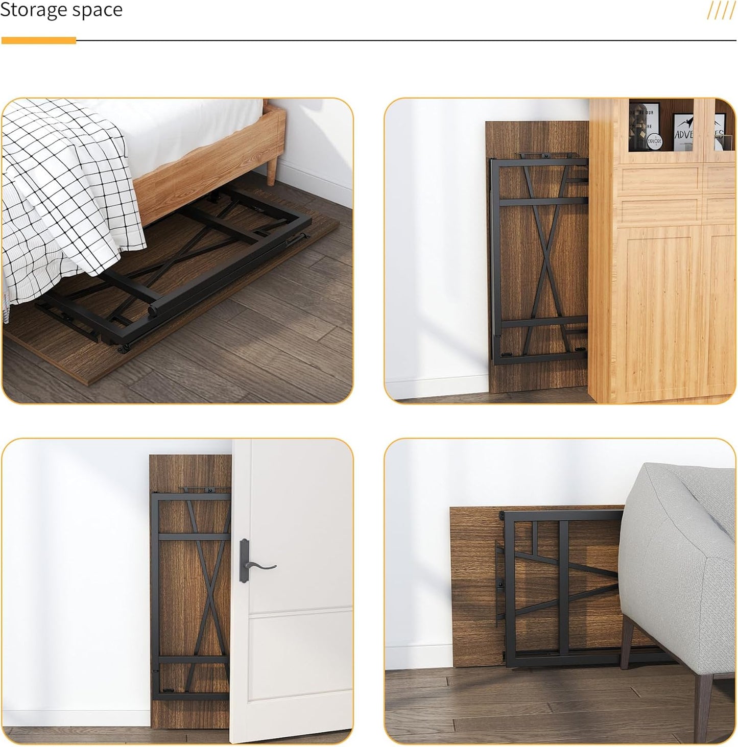 Folding Computer Desk 47 inch Writing Gaming Computer Camping Table, No Assembly Required Home Office Desk, Espresso