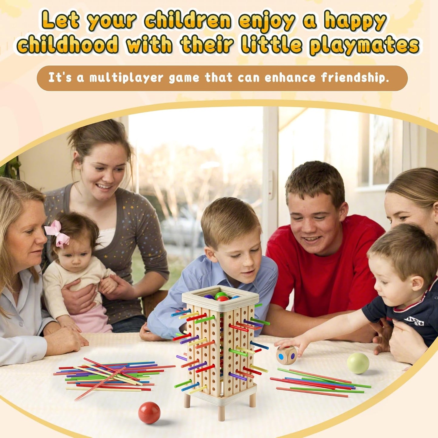 Montessori Game Wooden Board Game, Multiplayer for Kids 4-8, Math Educational, Fine Motor Skill Toy for Girls Boys, Classic Fun Games for Age 3 4 5 6 7 8 Girls Boys Gifts (Regular)