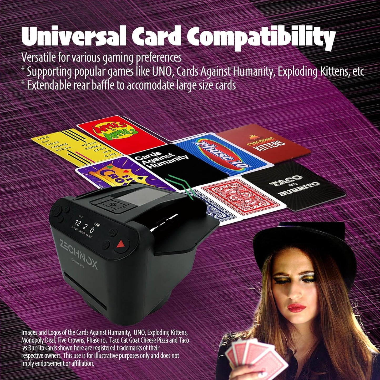 2025 New Smart 2-in-1 Automatic Card Shuffler and Dealer,Programmable Card Dealer,Card Shuffler 2 Deck,360° Rotation,Ultra Quiet,Rechargeable,Support 12 Players,4 Wireless Draw Buttons (Black Pro)