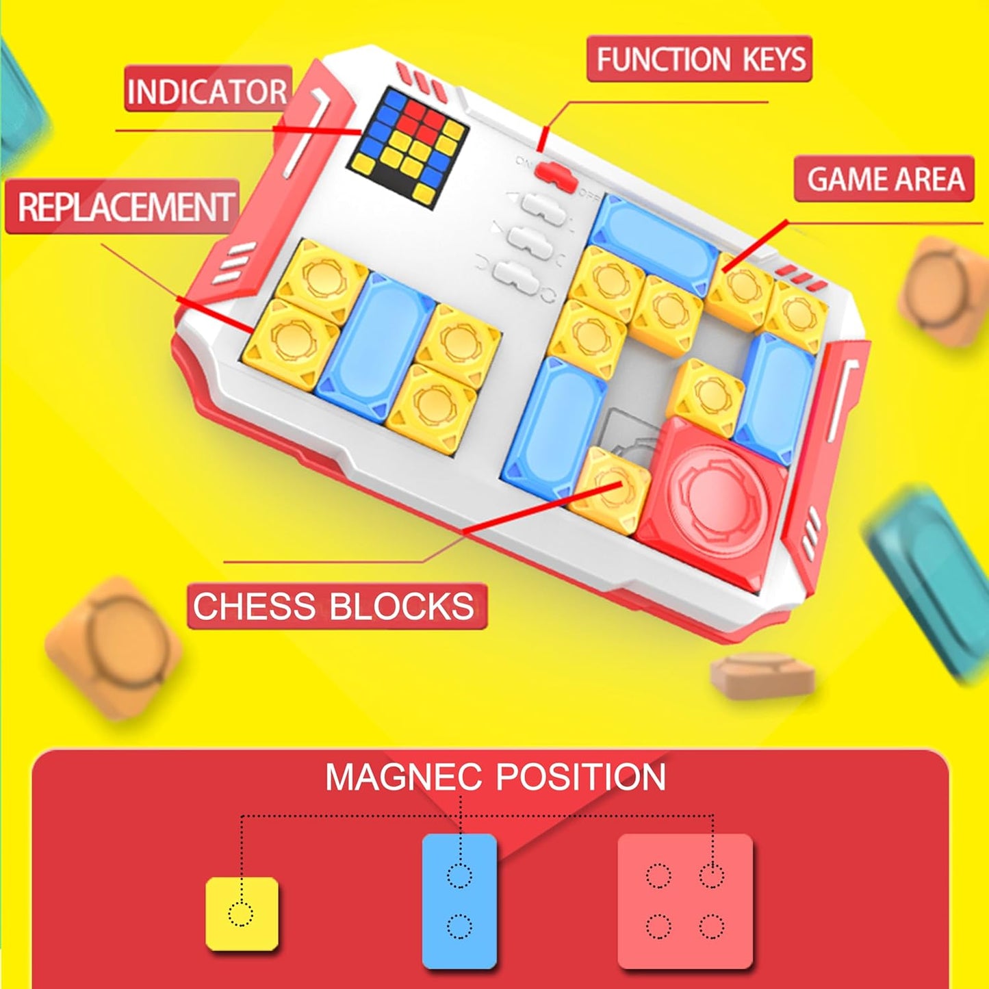 Super Slide Puzzle: Over 500 High-Level IQ Challenges, Exciting Educational Brain Teaser for Kids & Teens, Quality-Made, Great Travel & Gift Option (Navy/Yellow/Red/Blue)