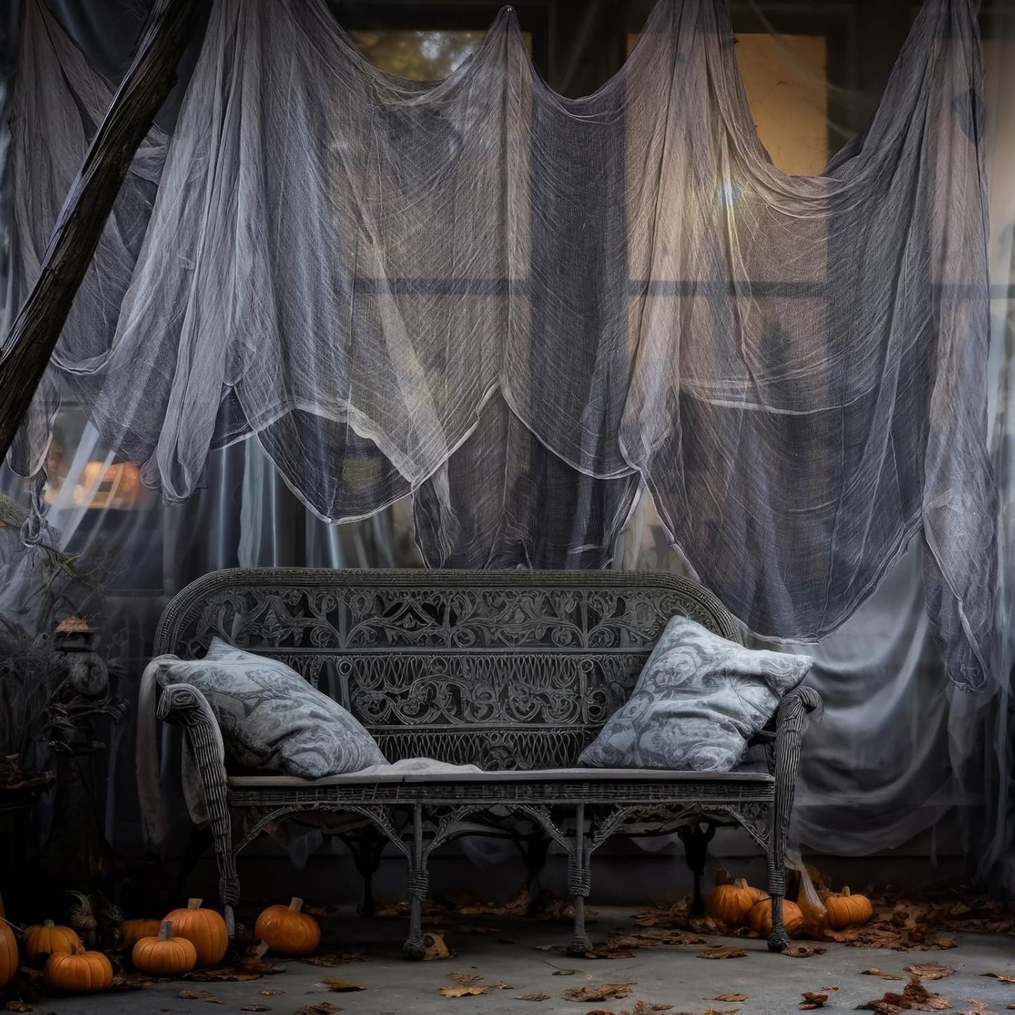 Boao Halloween Cheese cloth 84.65 x 393.7 Inch Gray Cheesecloth Roll for Crafts Large Cotton Muslin Gauze Fabric for Halloween Outdoor & Indoor Spooky Decoration