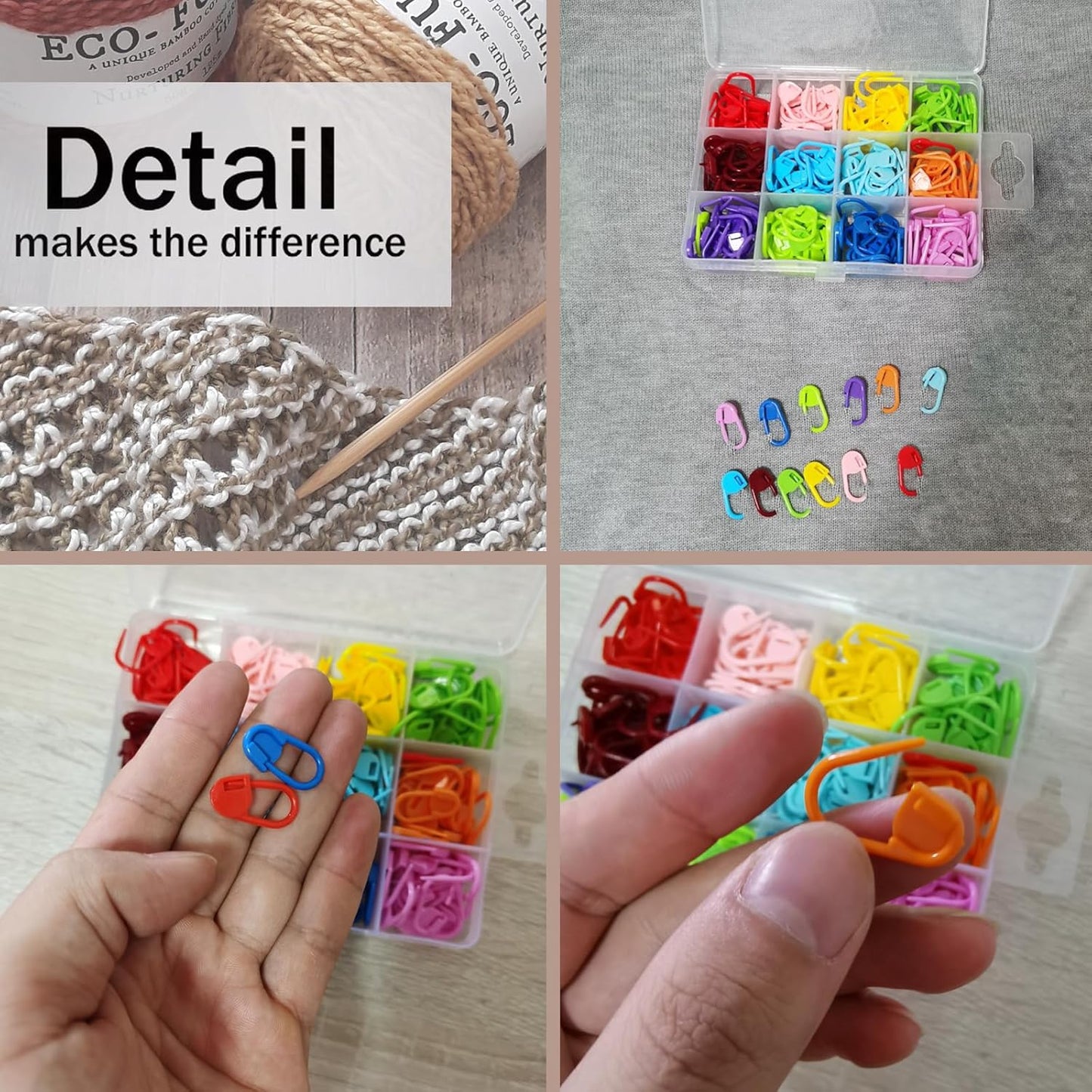 Urmspst 180PCS Stitch Markers, Knitting Crochet Locking Stitch Marker, Stitching Needle Clip Counter for Knitting Sewing Stitching, 12 Colors with Storage Case