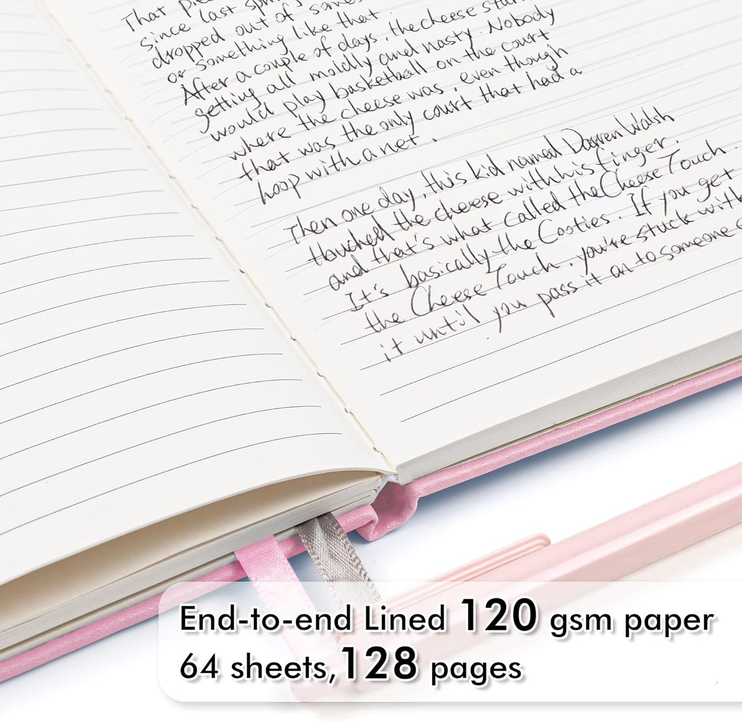 feela 5 Pack Notebooks Journals Bulk, Hardcover Notebook Classic Ruled Lined Journals with Pen Holder for Women Girls School Business Supplies, with 5 Black Pens, 120 GSM, 5.1”x8.3”, A5, Rose Pink