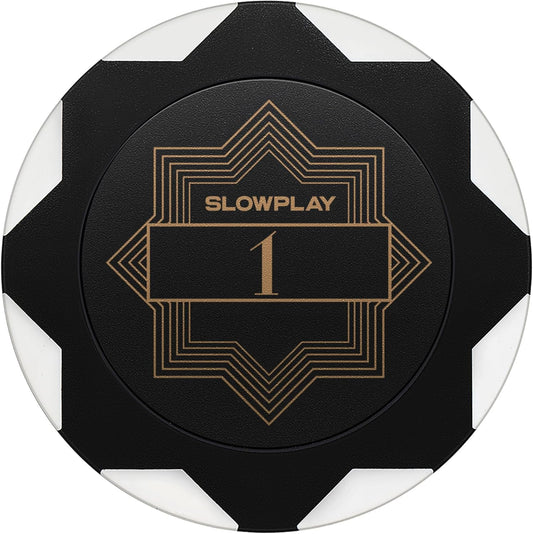 SLOWPLAY Nash Clay Poker Chips, 14 Grams Heavyweight Clay Composite, 40mm Large Chips in Bulk, Pack of 50 with Denomination of 1